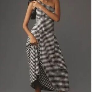 NWT Anthropologie One Shoulder Gingham dress